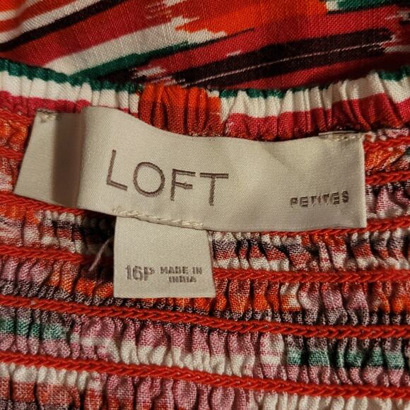 Loft Ann Taylor Aztec Print Rayon Babydoll Dress Sleeveless 16P Knee Length - Picture 6 of 12